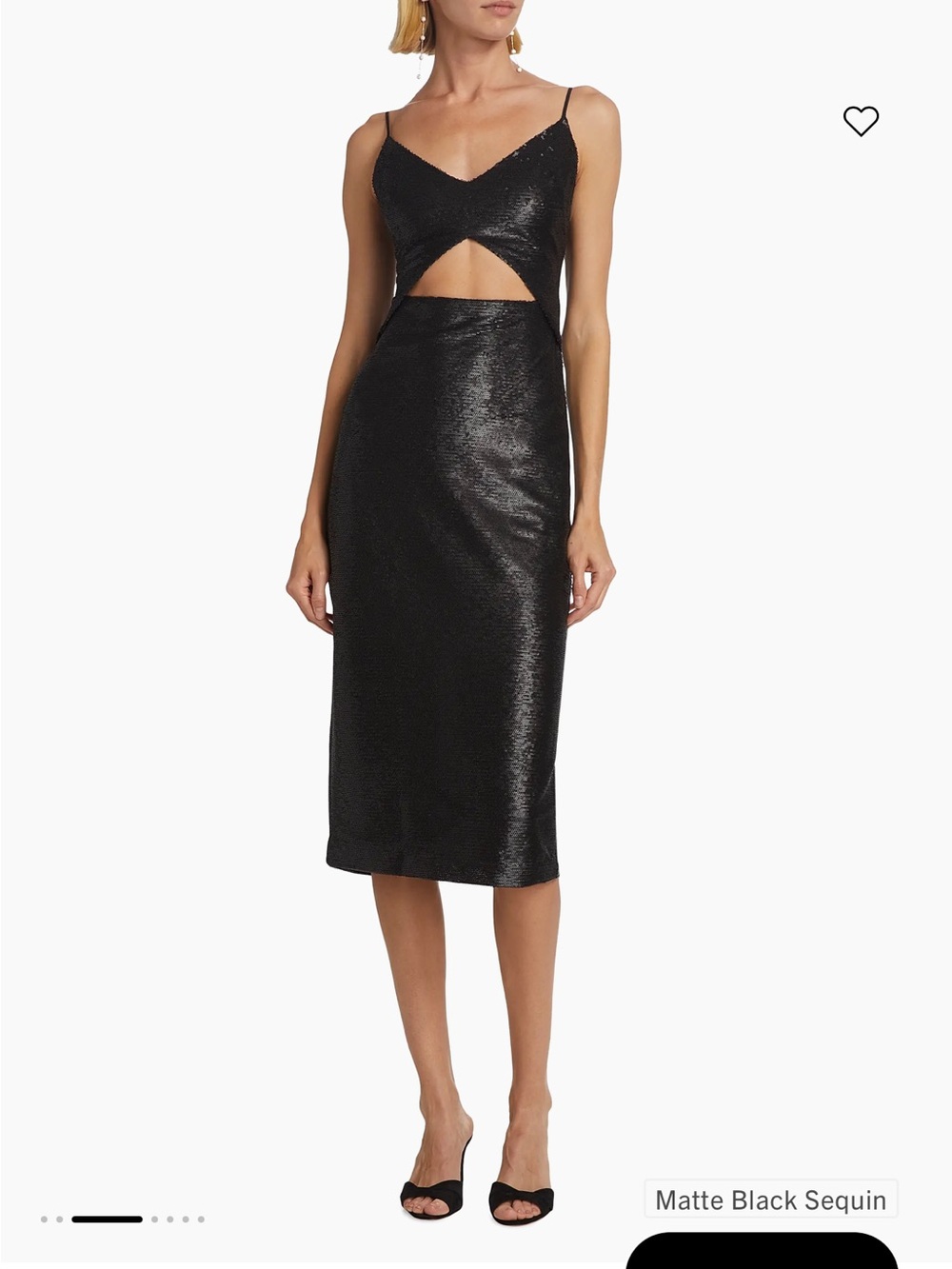 L’agence Femme Sequined Cut-Out Midi-Dress Matte Black Sequin 8 NWT $495